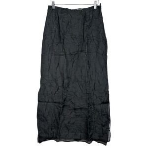 Necessary Objects Black Sheer Crinkle Mesh Maxi Skirt Y2K Gothic Minimalist 8